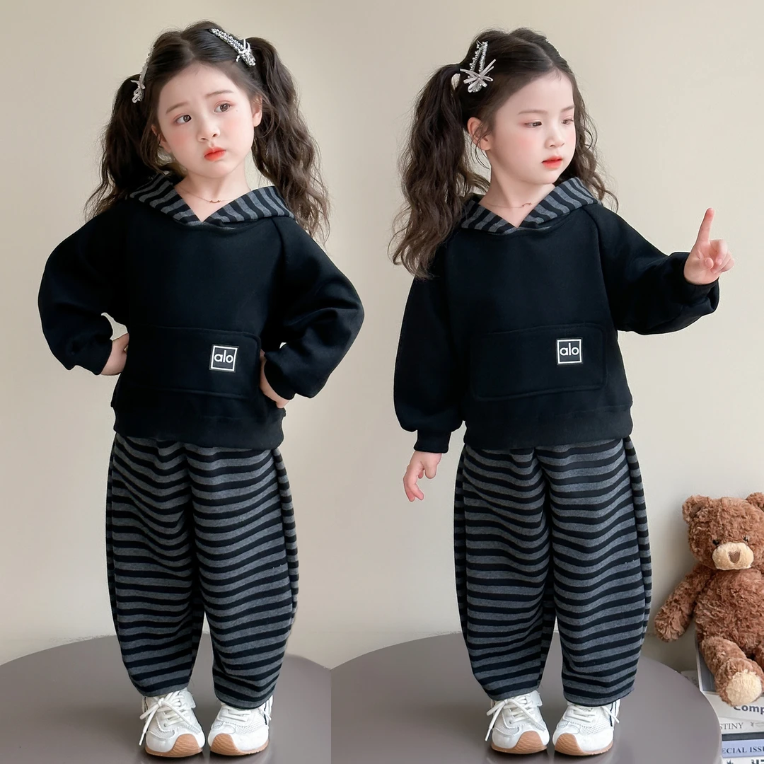 韩版春秋女童休闲风洋气时髦儿童套装女宝宝两件套小女孩潮牌衣服