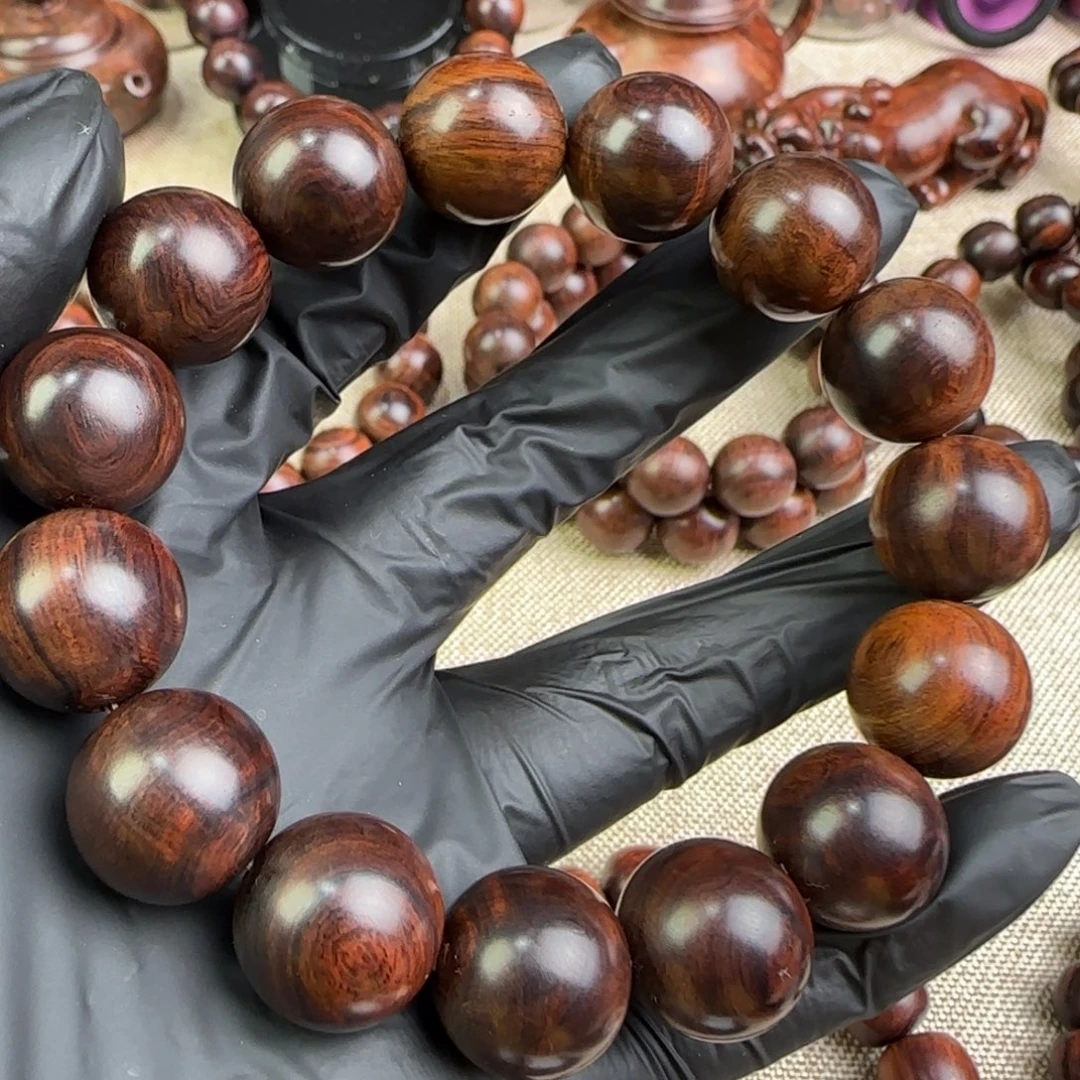 黄花梨/降香黄檀手串/手链黑色质感乱纹瘤疤