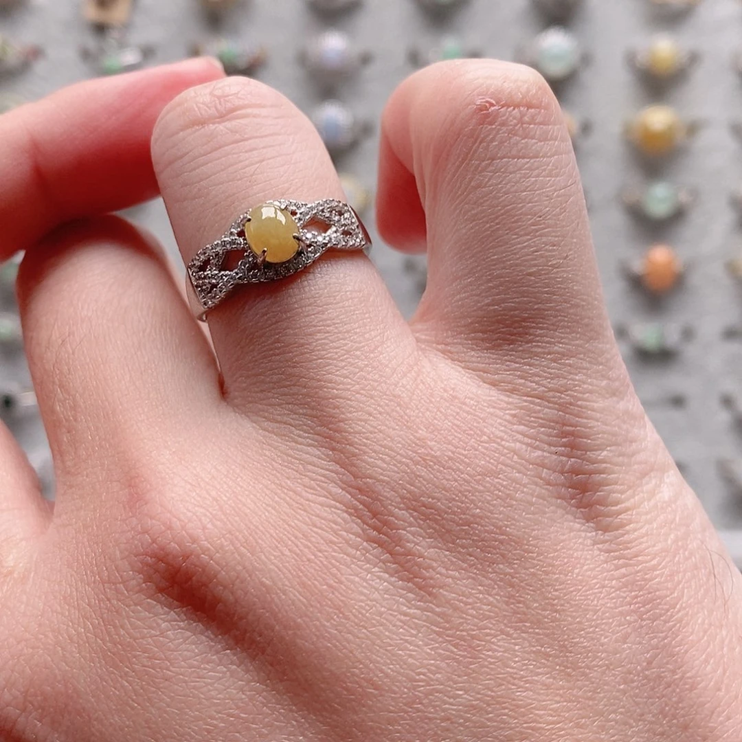 翡翠银S925镶嵌戒指