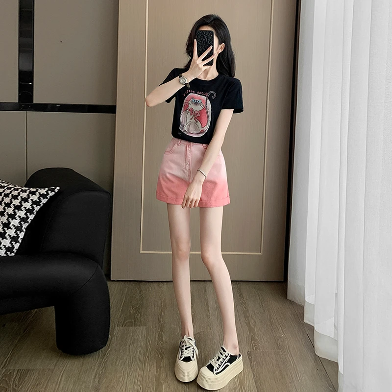 多巴胺风格衣服纯欲风套装小个子夏季短袖网红洋气炸街女装短裤子