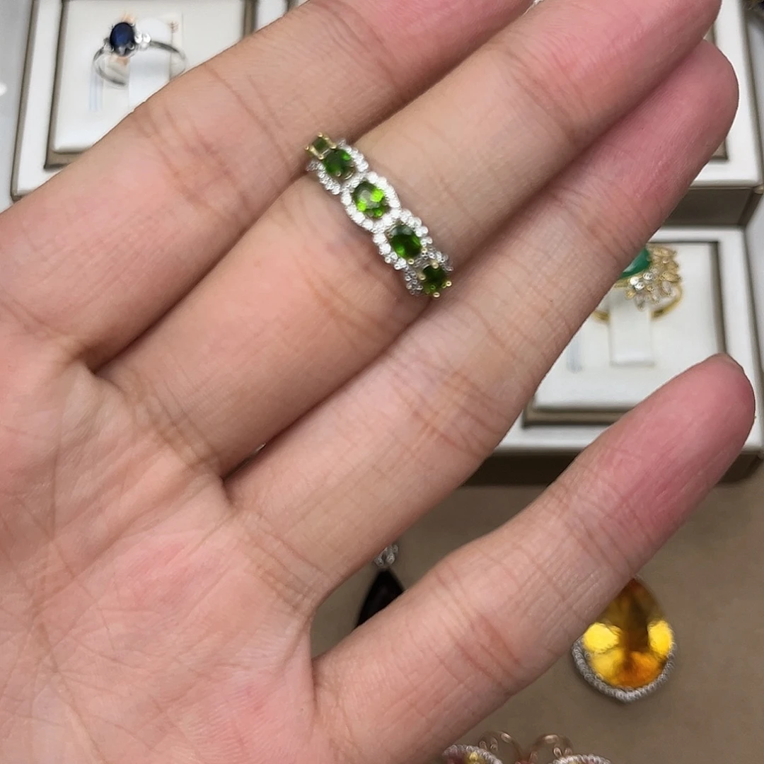 透辉石银S925镶嵌透辉石 925