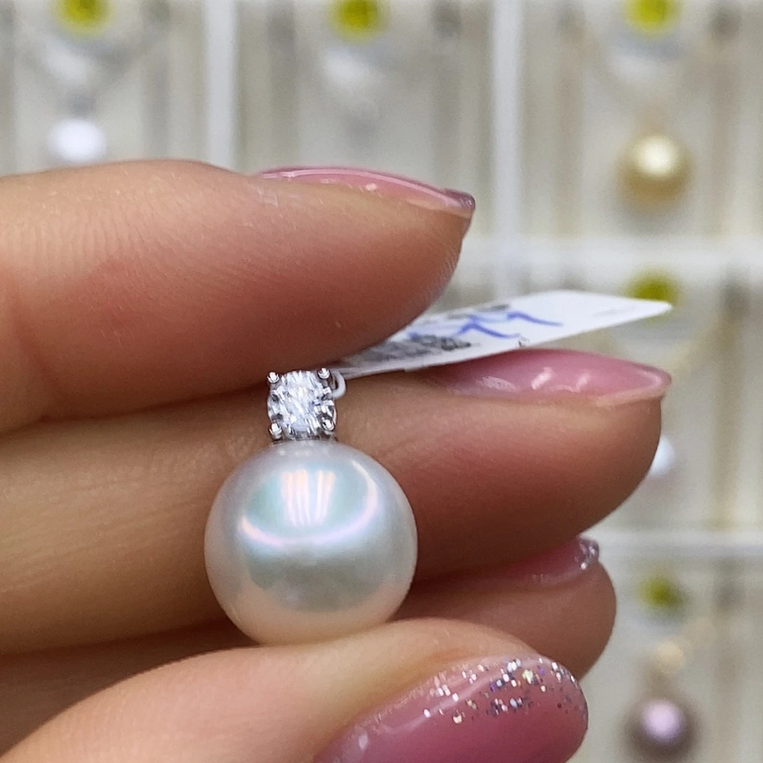 双***、淡水珍珠吊坠(赠链)银S925镶嵌