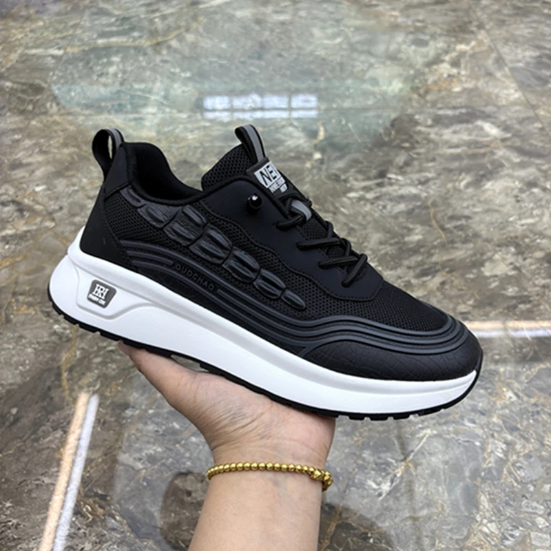 男鞋2025春夏新款男士单网休闲鞋立体压花纹运动鞋舒适透气百搭