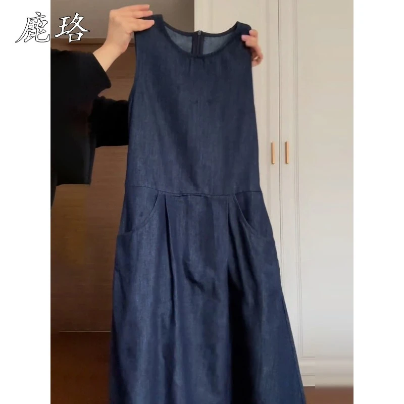 2025新款法式高级无袖背心连衣裙子女早秋季韩系穿搭红色套装长裙