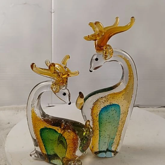 琉璃琉璃反影鹿摆件