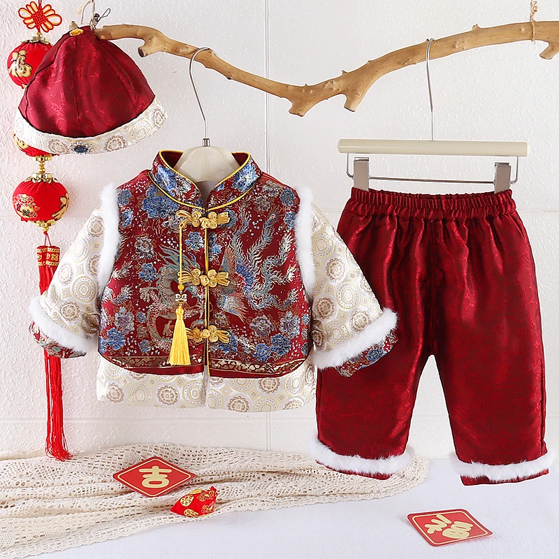 【龙凤呈祥】童装周岁生日抓周仪式衣服龙冬季女童唐装男童加厚加绒