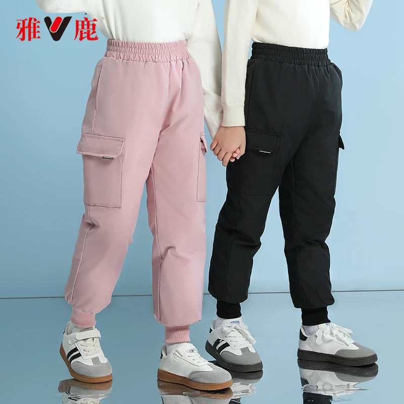【亲子】雅鹿2024新款儿童羽绒裤男童女童加厚宝宝中大童外穿工装