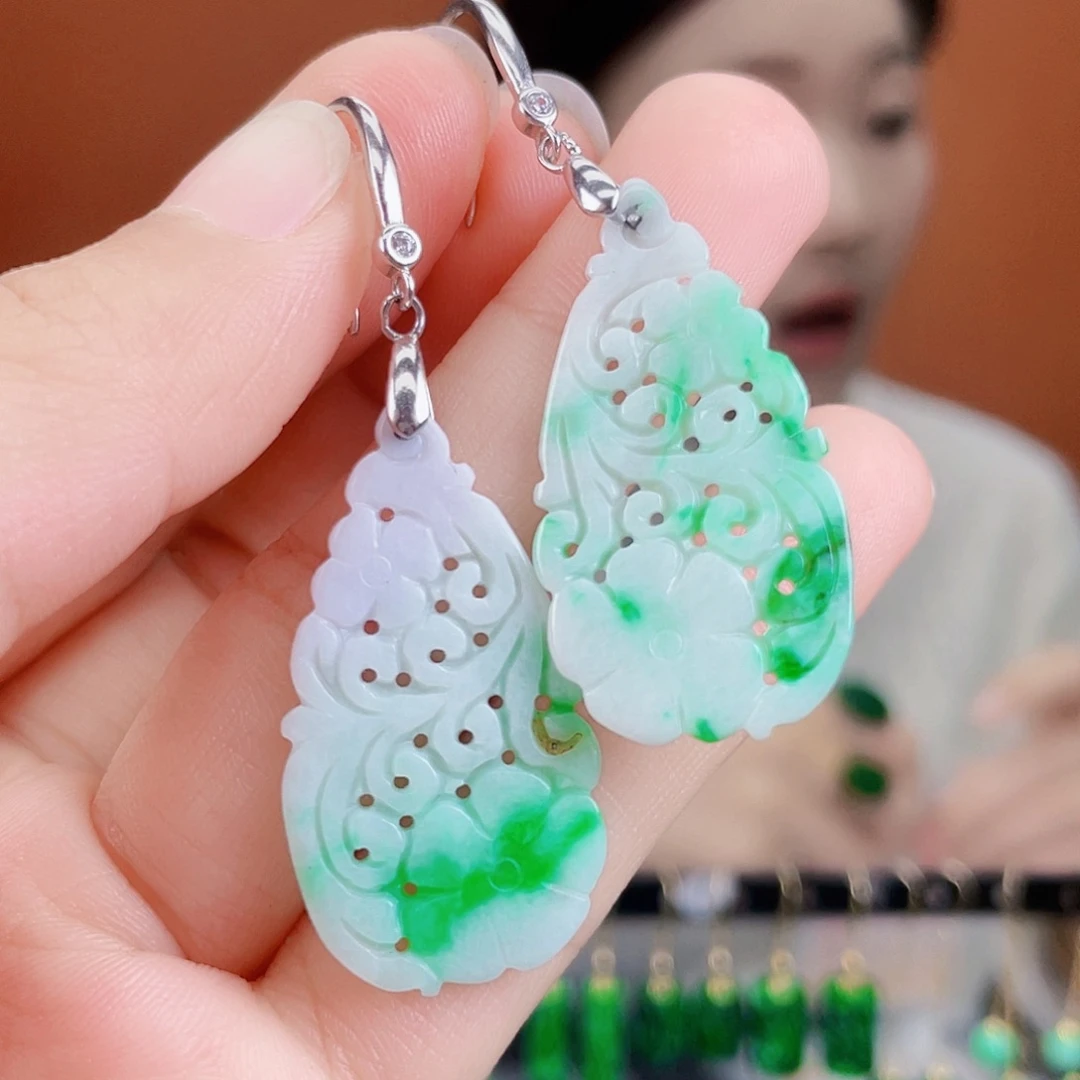 翡翠银S925镶嵌耳饰
