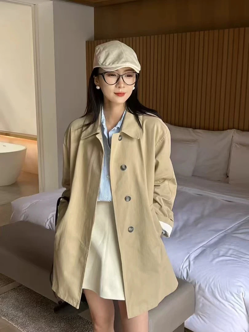 2025早春秋新款今年流行高级感超好看小个子中长款卡色风衣外套女