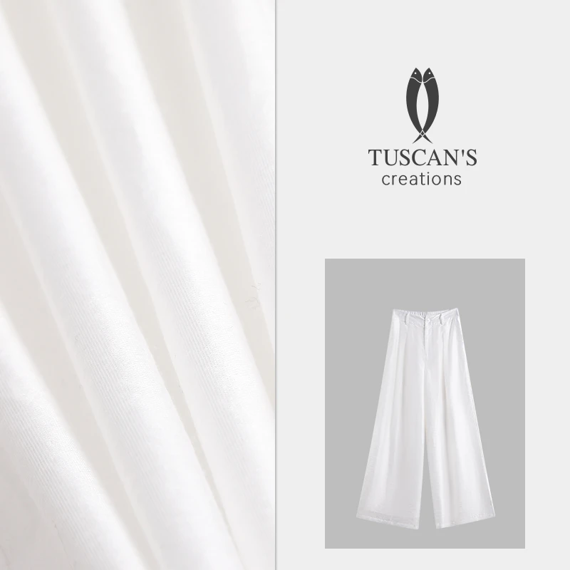 TUSCAN'S CREATIONS夏季新品轻薄透气垂感直筒女休闲裤时代双鱼