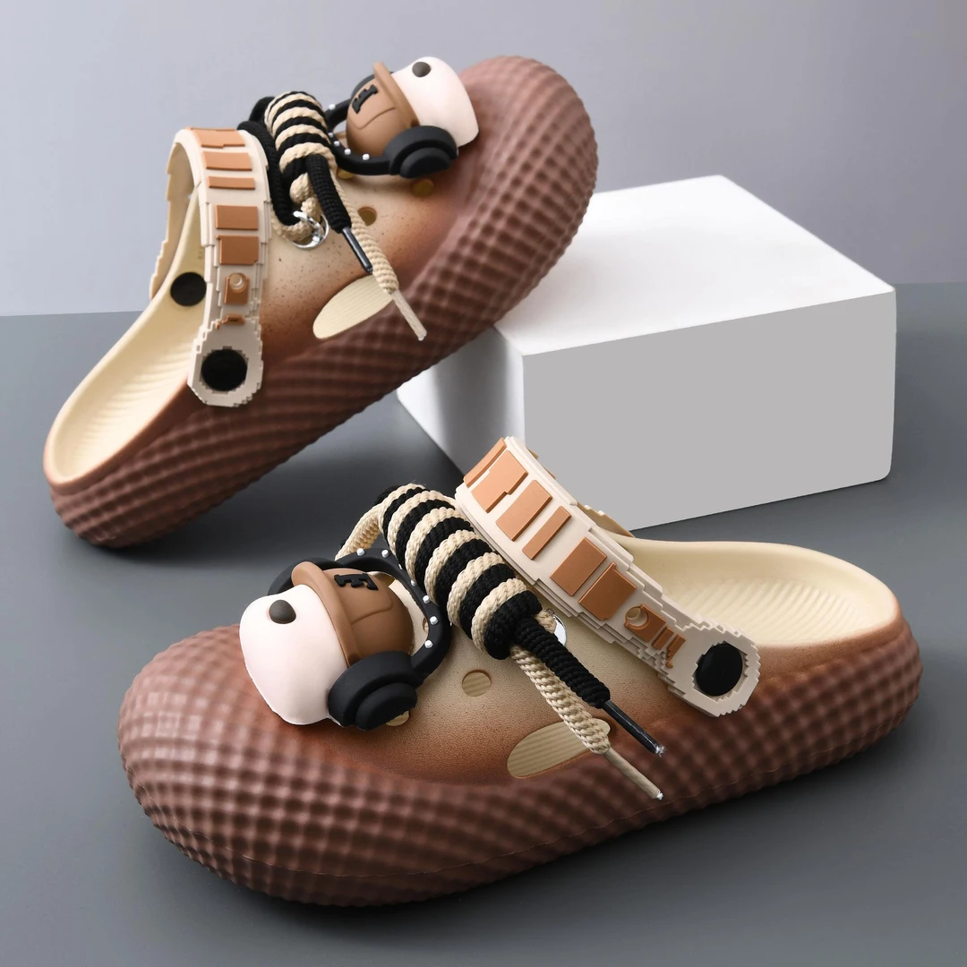 男士洞洞鞋2025夏季新款耳机狗百搭防滑踩屎感舒适耐磨情侣拖鞋