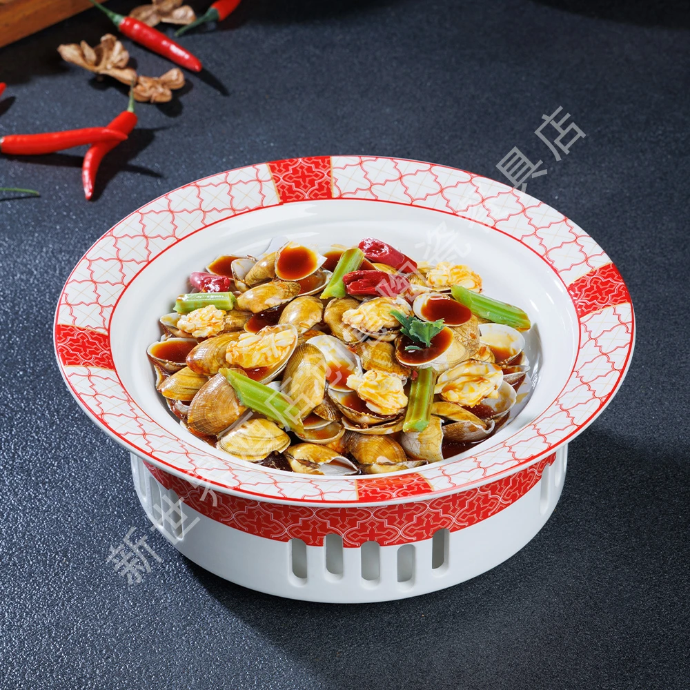 复古喜气洋洋圆形创意陶瓷加热保温明炉餐盘酒店饭店家用品质好物
