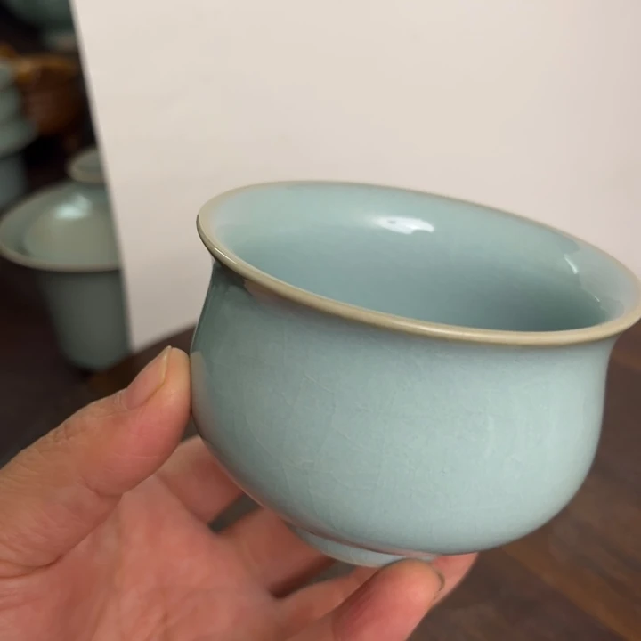 陶摆件天青玉兰杯kkkkjkkkk