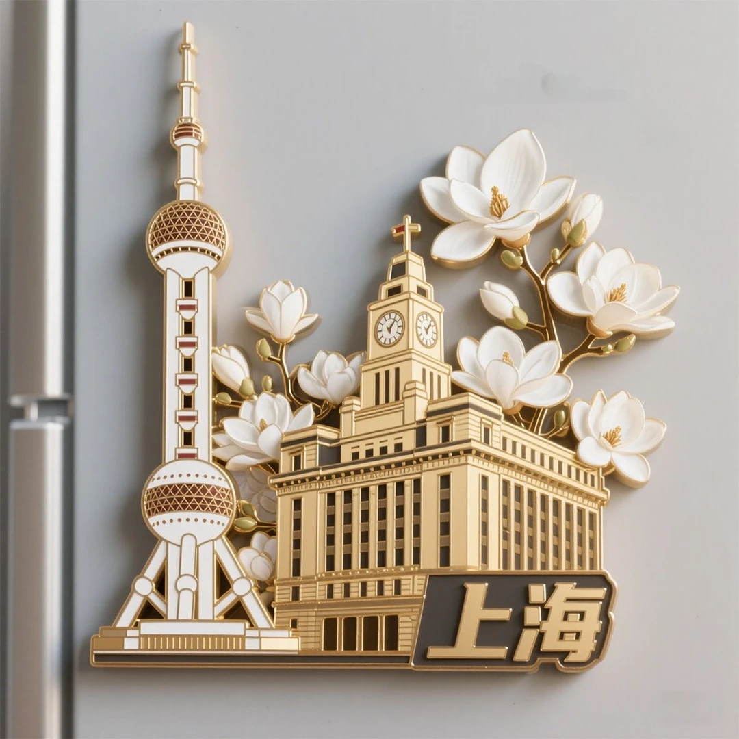 上海磁吸冰箱贴金属立体磁贴旅游文创礼品城市景点建筑上海冰箱贴