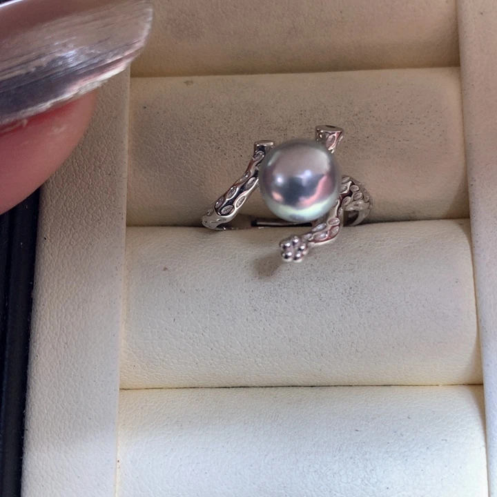 银S925镶嵌戒指海水珍珠