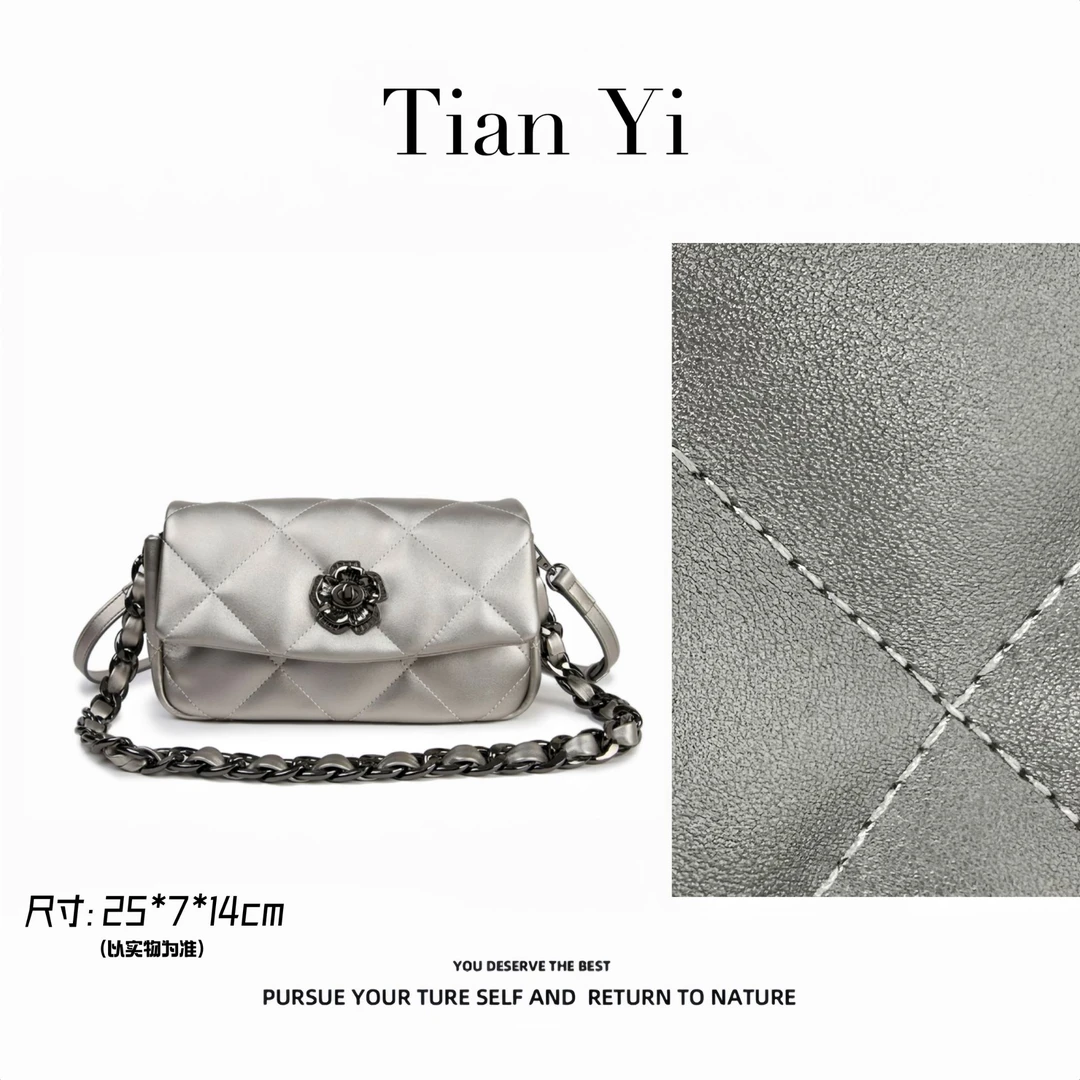 【Tian Yi渠道货】-2025新款轻奢单肩手提斜跨包  枪银 9918