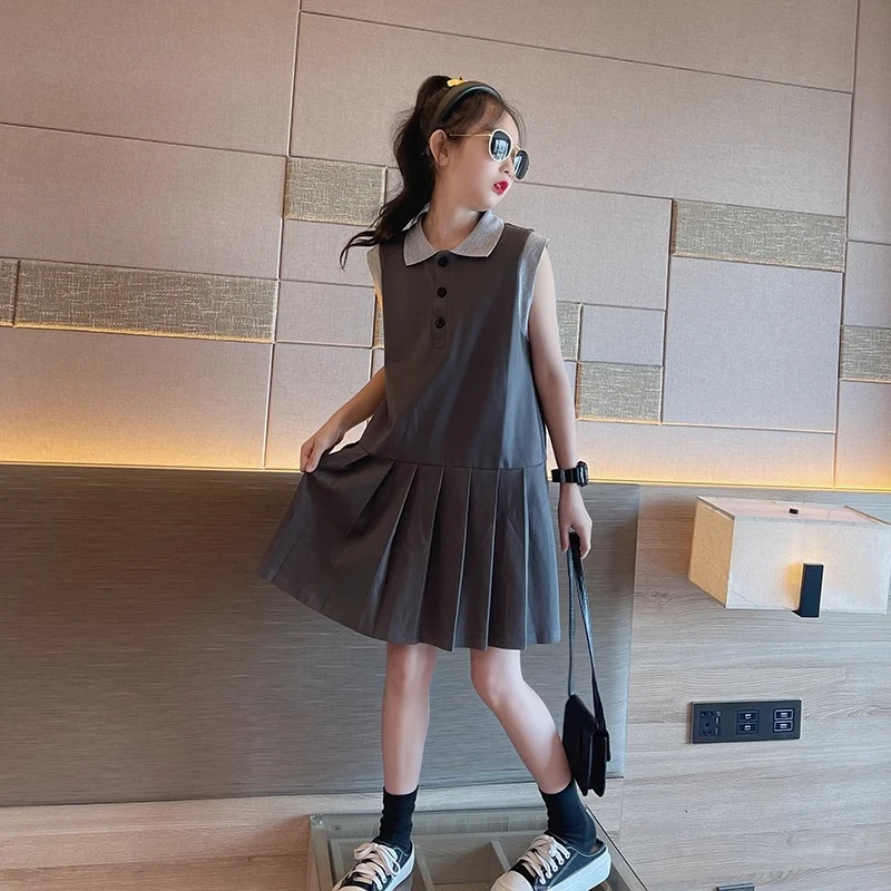 女童polo连衣裙夏季2025新款大童女装裙子女童百褶裙学院风jk夏装