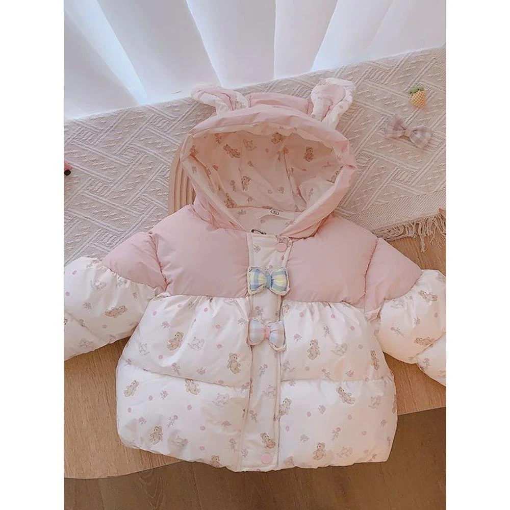 女童棉服2025冬季新款棉袄女宝宝韩版时尚休闲保暖可爱连帽外套潮
