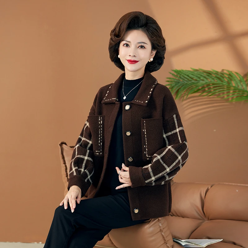 清仓格子毛呢外套女冬短款小个子2025春秋新款加厚时尚衣服大衣