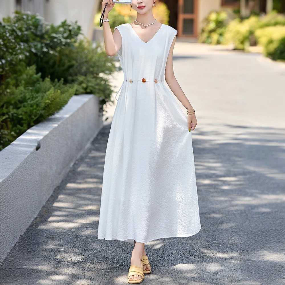 KARME MAJE无袖连衣裙女夏季2025年新款长款过膝宽松时尚收腰显瘦