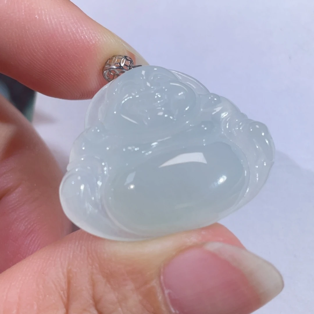 翡翠18K金镶嵌颈饰佛公