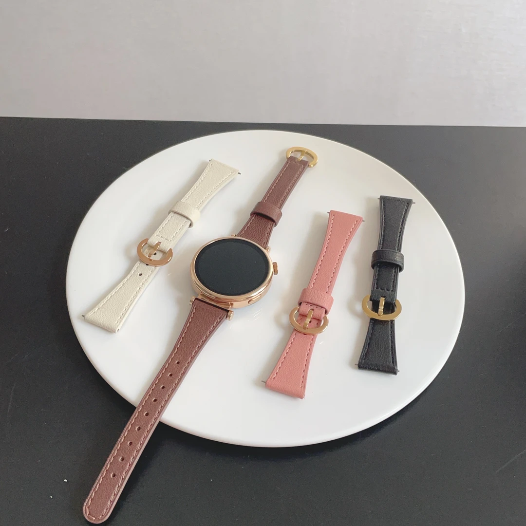 真皮马蹄扣小蛮腰适用华为gt6手表gt5gt4表带oppox2mini皮小米S4