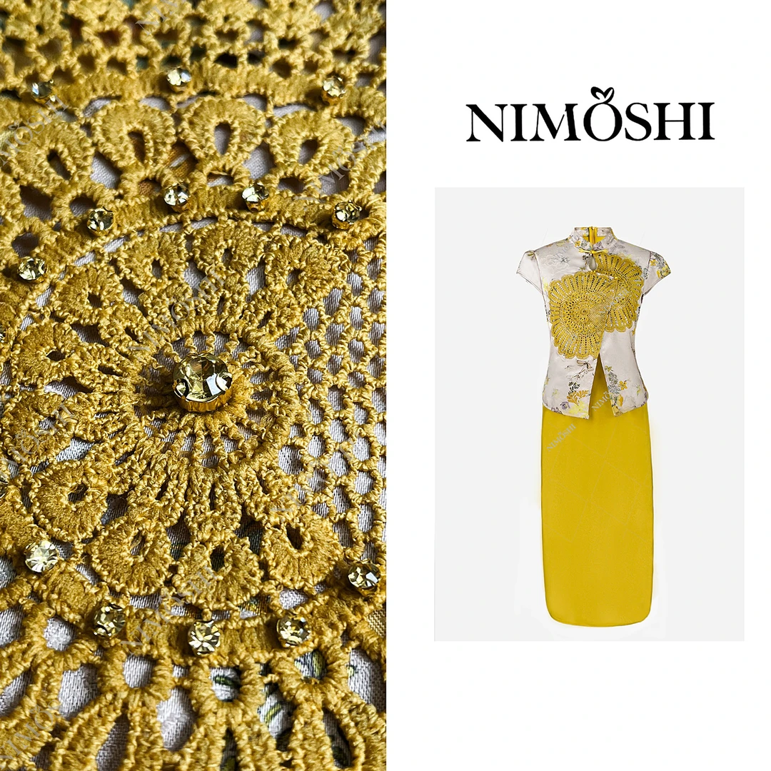 NIMOSHI莎莎 新中式旗袍风修身显瘦刺绣工艺显白贵气连衣裙Q2032