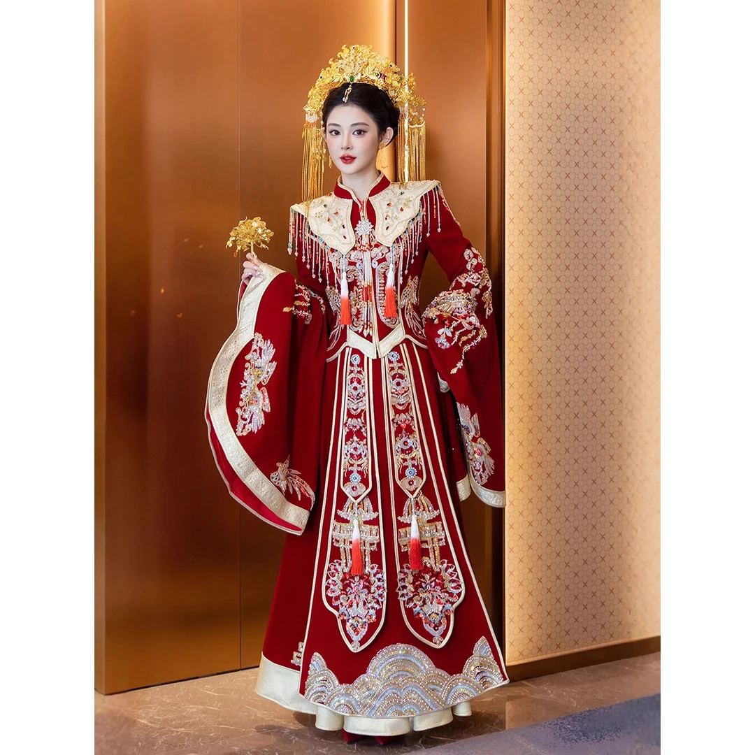 新款秀禾服新娘秀禾服结婚旗袍爆款新款订婚礼服中式旗袍秋冬龙凤