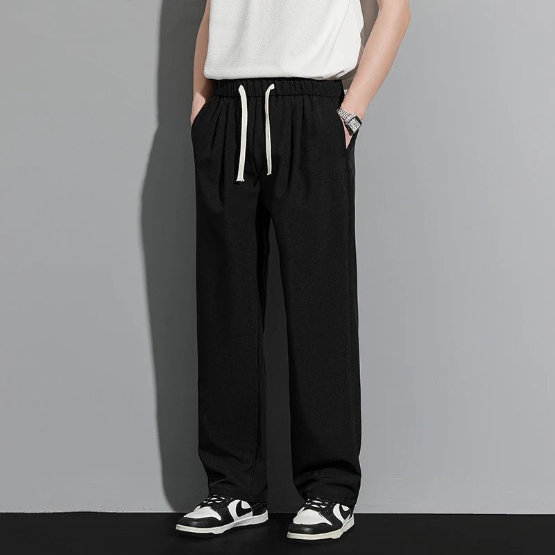 追属休闲长裤男士春秋夏季新款黑色西裤子垂感宽松百搭直筒阔腿裤