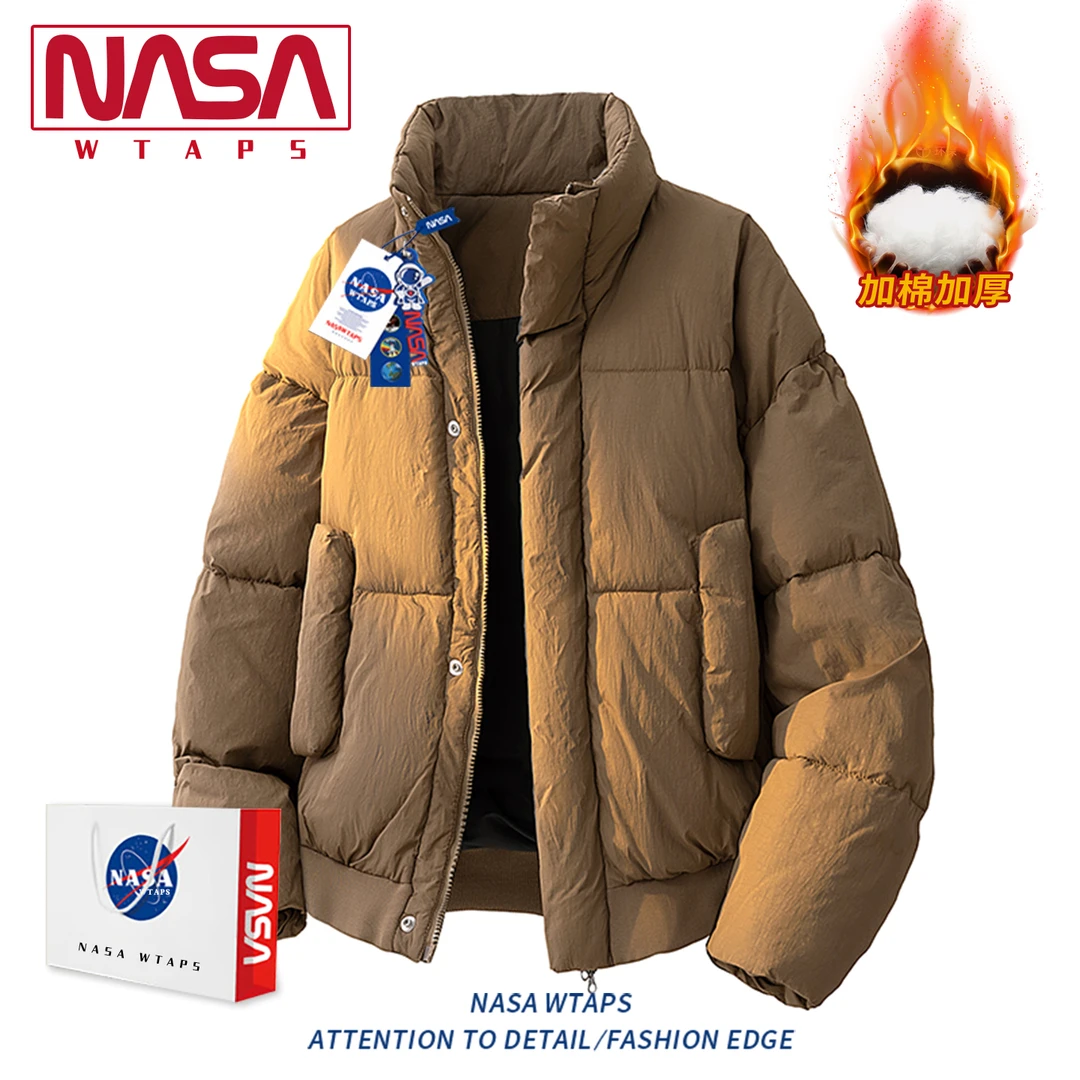 NASA WTAPS潮牌立领棉衣男加厚保暖棉服冬季外套假两件防风面包服