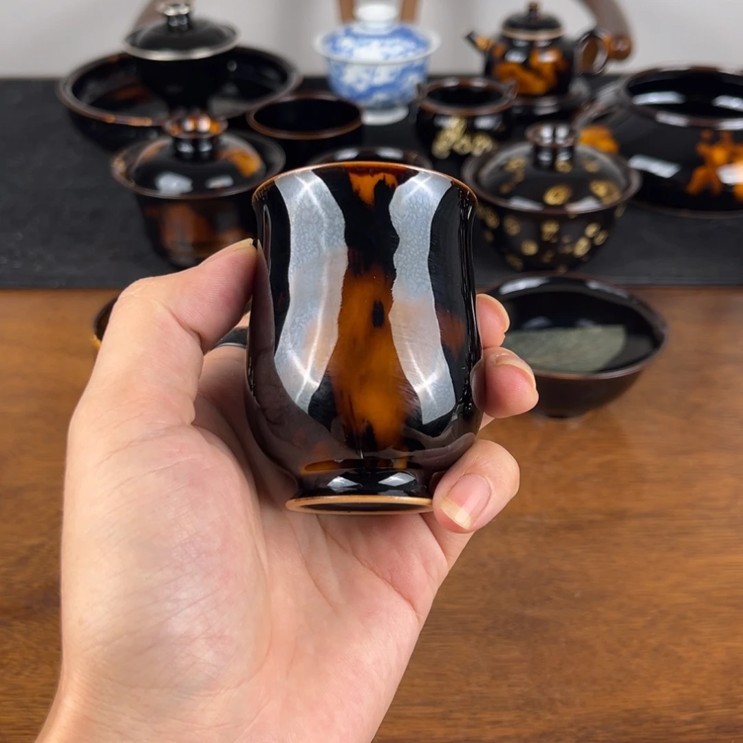 杯玳瑁釉手握闻香杯