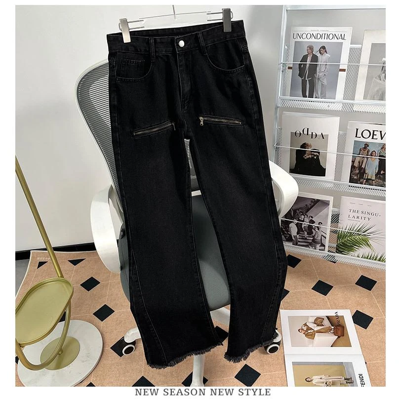 T8844美式街头水洗牛仔裤男直筒宽松欧美高街长裤子2025年