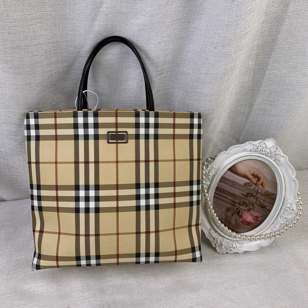95新 BURBERRY/博柏利 格纹手提包/FYWJ10717068/7068