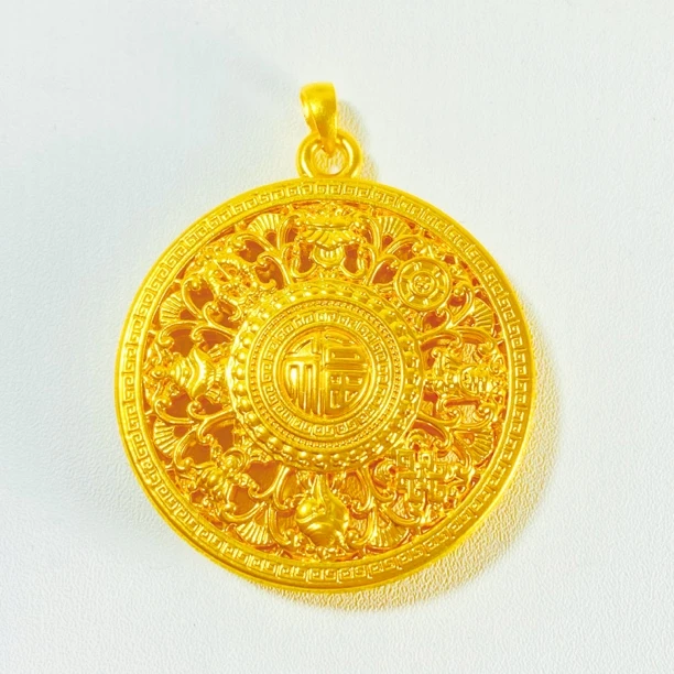 轻奢珠宝足金999 黄金超大八宝罗盘吊坠黄金吊坠水贝黄金（赠绳）