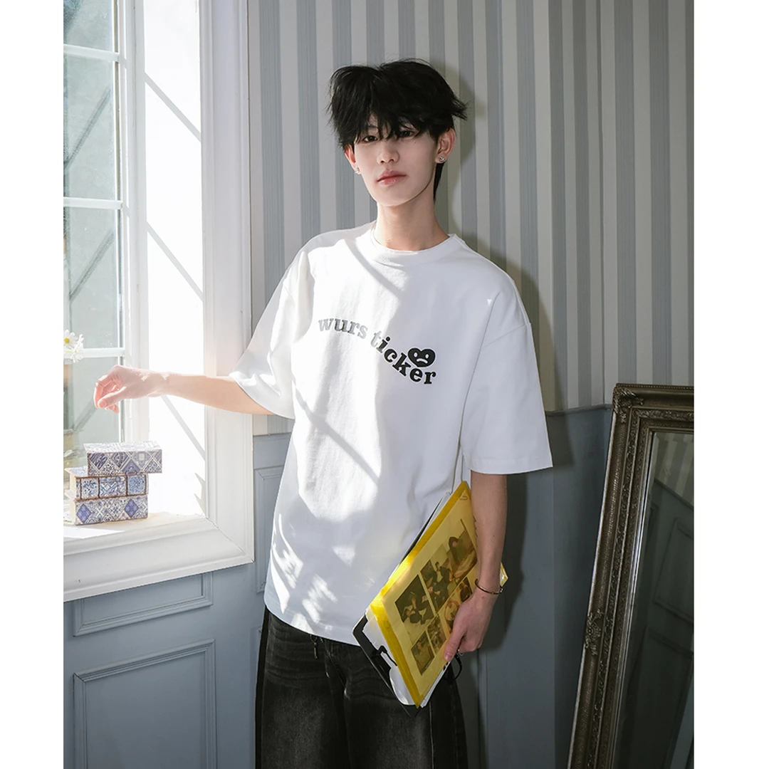 WUR 休闲短袖t恤男2025新款夏季潮牌纯棉宽松280g重磅半袖情侣
