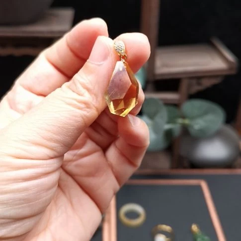 水晶颈饰银S925镶嵌黄水晶