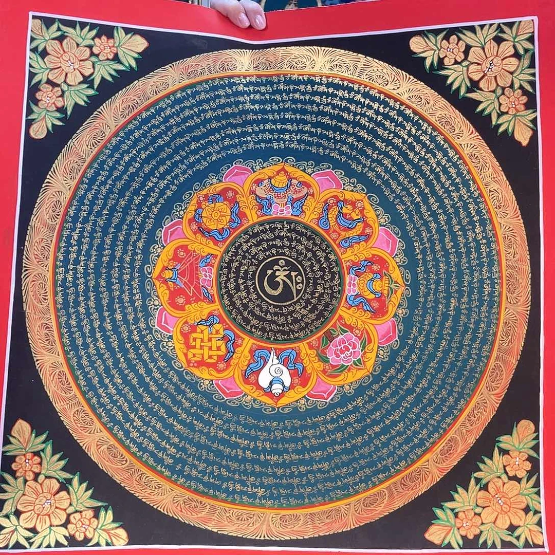 卷轴画手绘唐卡 50厘米六字