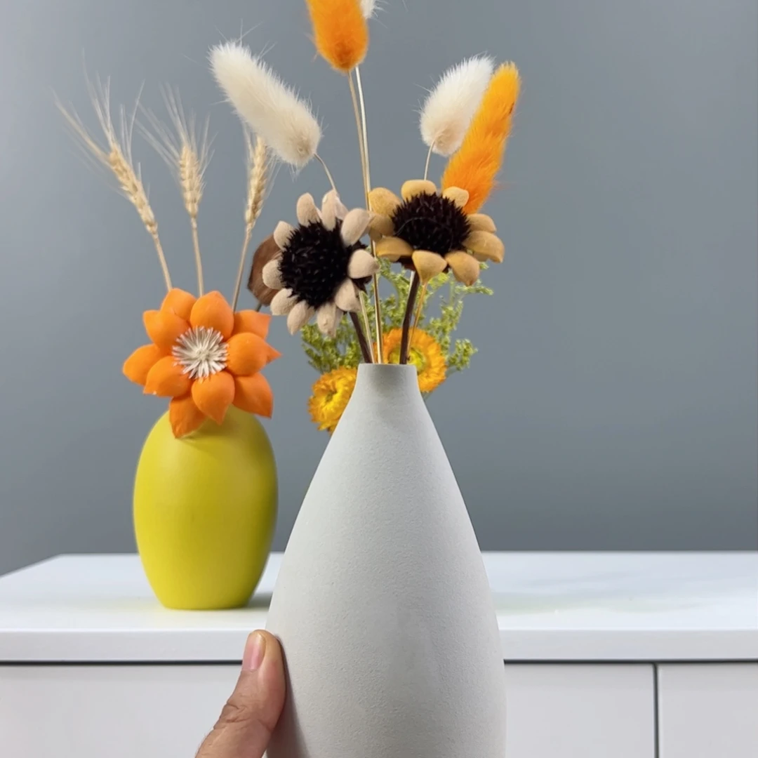 摆件陶瓷花瓶摆件含花总高约20-30cm