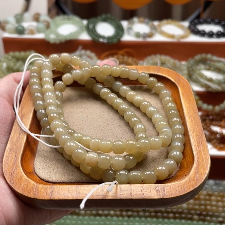 和田玉未镶嵌毛衣链珠串6*7mm