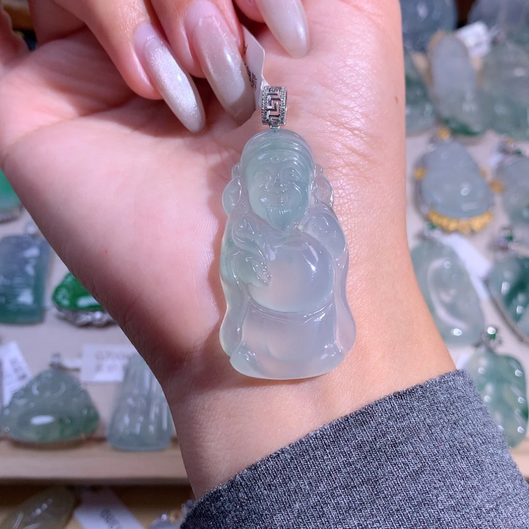 翡翠吊坠(不含链)18K金镶嵌