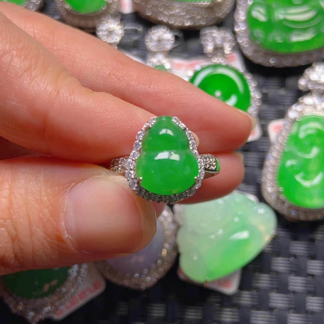 翡翠银S925镶嵌颈饰葫芦女戒