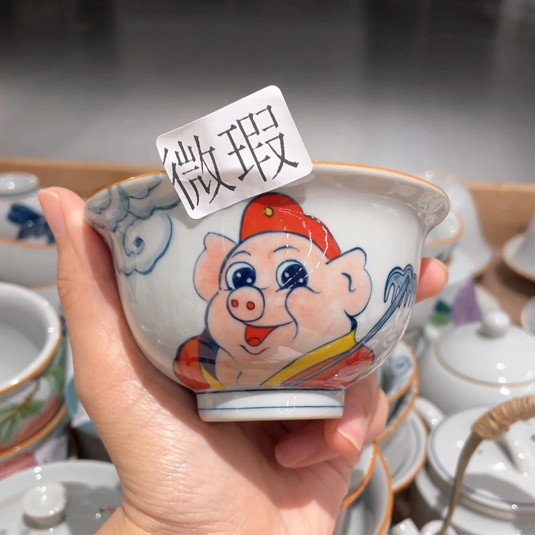 釉下手绘茶具微瑕
