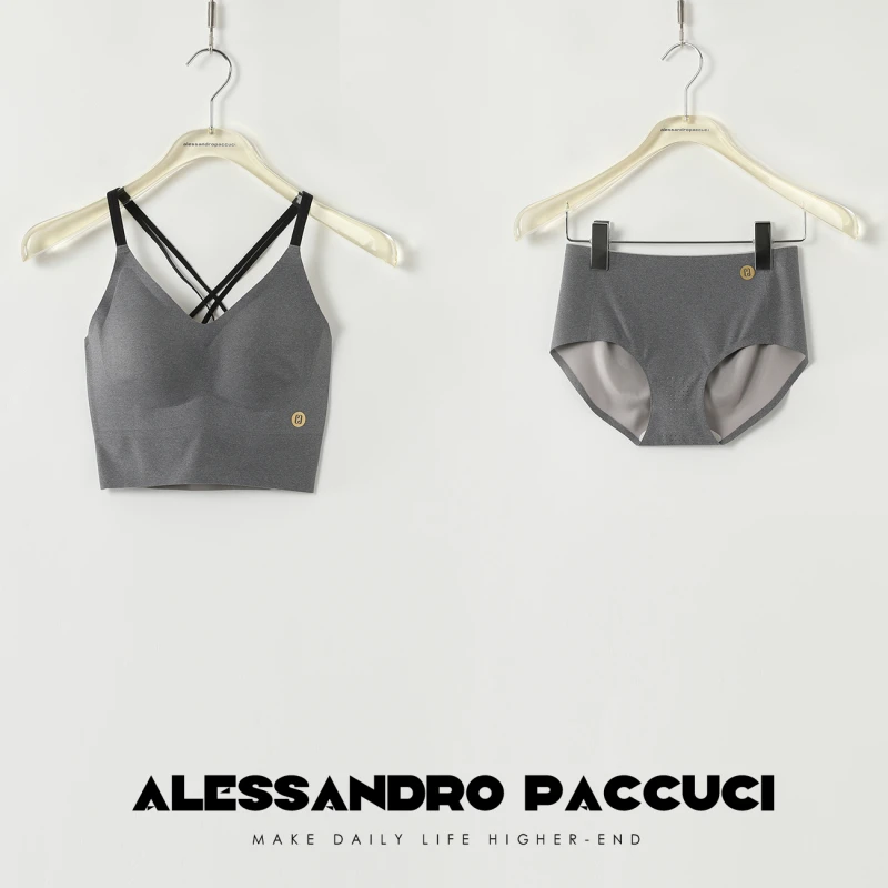 AP洛哥42026YT交叉中长款美背水滴杯文胸+三角裤多色舒适套装