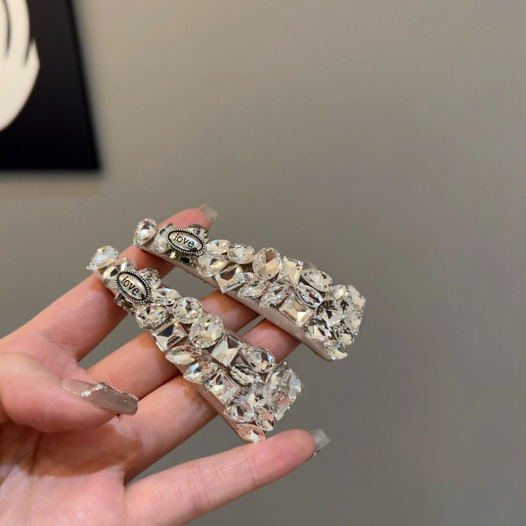 闪亮复古轻奢水钻小众发夹个性时尚重工发饰盘发高级刘海发卡侧边