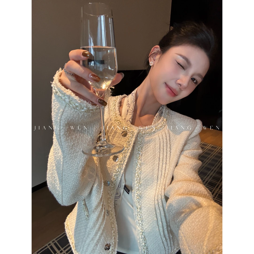 【利兹新贵】姜雯&“羊毛”粗花呢重工肌理感千金风复古流苏毛边外套