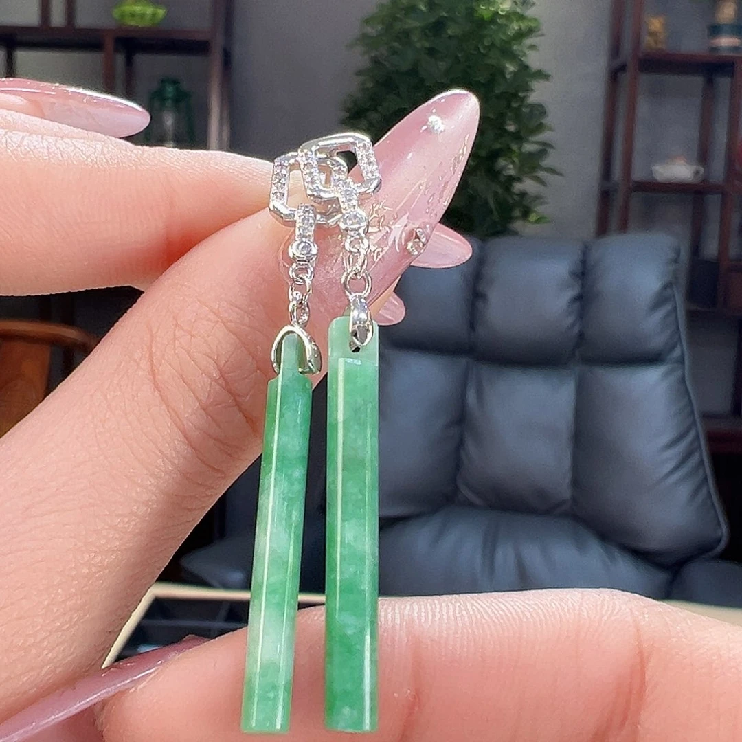 翡翠耳环银S925镶嵌耳环54