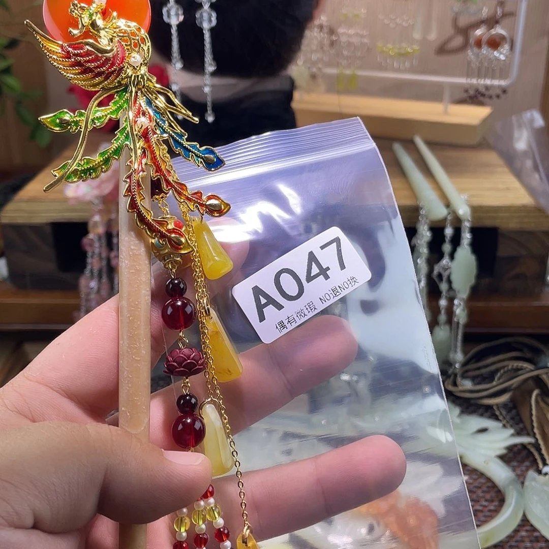 宝***儿蛇纹石玉未镶嵌发饰
