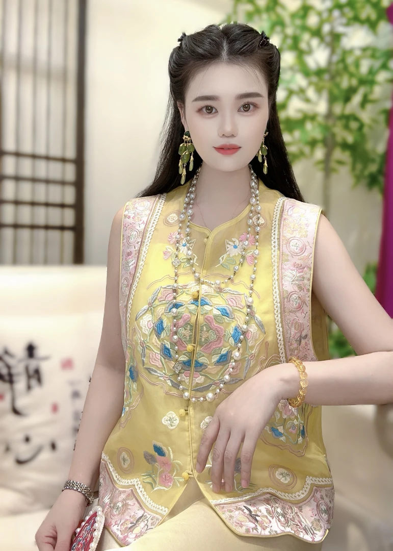 【丹妮甄选】-2025新中式锦上添花国风时尚真丝刺绣马甲#复古729