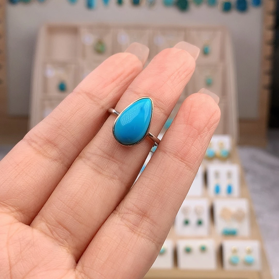 绿松石银S925镶嵌戒指