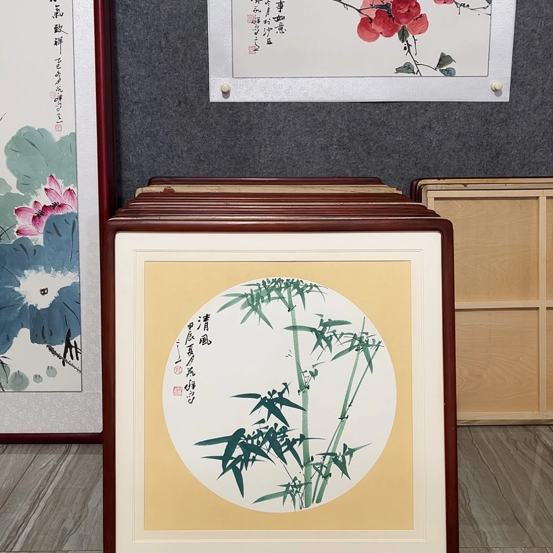 国画书画作品带框63×63